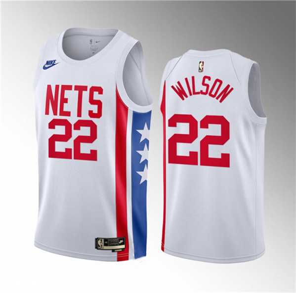 Men's Brooklyn Nets #22 Jalen Wilson White 2023 Draft Classic Edition Stitched Basketball Jersey Dzhi